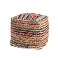 thumbnail image 3 of Laddha Home Designs Hand-Braided Bohemian Striped Square Pouf Ottoman - 18" - Multicolor, 3 of 6