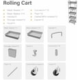 thumbnail image 5 of 5 Tier Rolling Utility Cart with Handle, Utility Cart Made of Multifunctional Storage Organizer Tool for Kitchen,Bathroom,Living Room,Office(Gray), 5 of 6