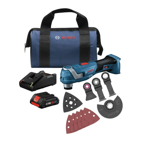Restored Premium Bosch GOP18V-34B14-RT 18V Brushless Lithium-Ion Cordless StarlockPlus Oscillating Multi-Tool Kit (4 Ah) (Refurbished)