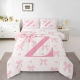 thumbnail image 2 of Pink Bow Comforter Set King Size,Princess Style Bowknot Girly Fairy Tale Bedding Set 3 Pcs for Adults,Initial Letter Z Chic Romantic Down Comforter,Kawaii Pink,2 Pillowcases, 2 of 6