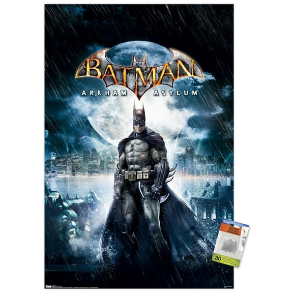 DC Comics VIdeo Game - Arkham Asylum - Key Art Wall Poster with Push Pins, 22.375" x 34"