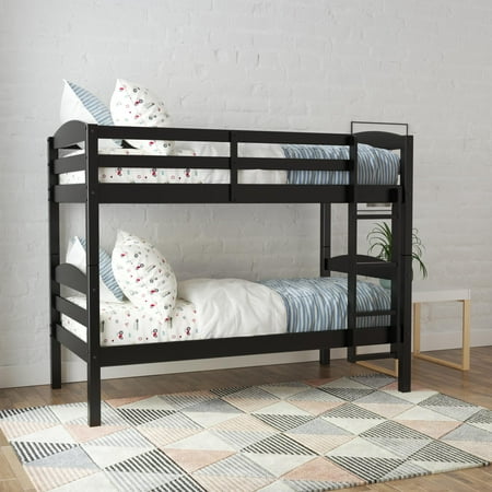 Better Homes and Gardens Leighton Kids Twin over Twin Wood Bunk Bed, Black