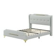 thumbnail image 2 of Christopher Knight Home Salas Queen Upholstered Bedframe in Grey PU Leather with Gold Accents, 2 of 8