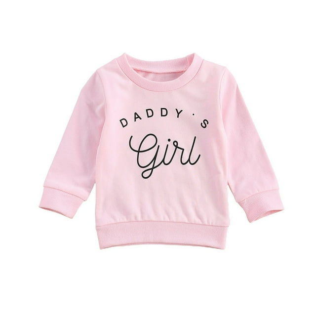 Chandail pour Bébé Fille à Imprimé de Lettres « Daddy‘s Girl », Manches Longues, Col Ras du Cou