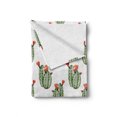 thumbnail image 2 of Cactus Soft Flannel Fleece Throw Blanket, Cacti Spikes and Red Flowers Mexican Hot Desert Vintage Image Artwork, Cozy Plush for Indoor and Outdoor Use, 70" x 90", Green and Orange, by Ambesonne, 2 of 6