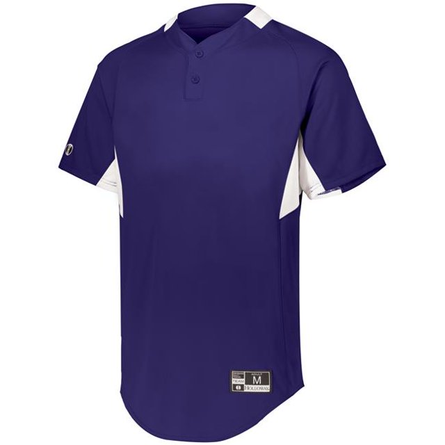 Youth Game7 Two-Button Baseball Jersey, Purple & White - Medium