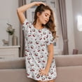 thumbnail image 3 of Pofeuu Cherry Berries Print Women's Loose Fit Short Sleeve Nightgown, Comfortable Sleep Dress for Women, Casual Lounge Sleepwear, Soft Cotton Sleep Dress, 3 of 6