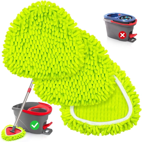 TidyBliss Microfiber Mop Head Replacement 3 Pack Compatible with EasyWring 1 Tank System (Green)