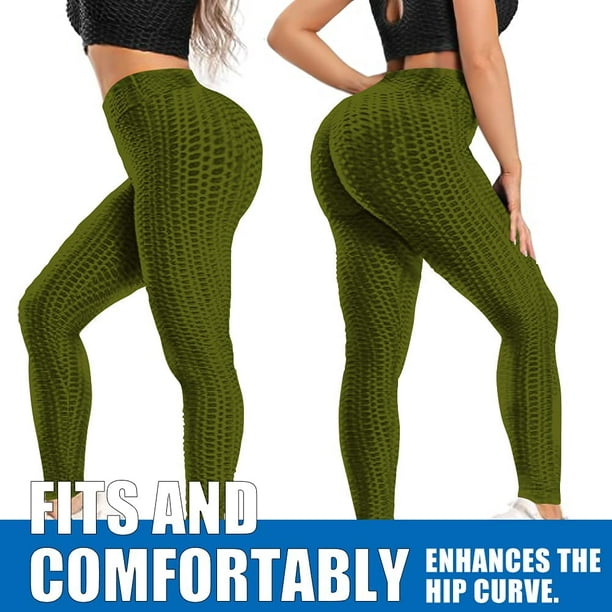 Famous TikTok Leggings, Yoga Pants for Women High Waist Tummy Control Booty  Bubble Hip Lifting Workout Running Tights Army Green : : Fashion