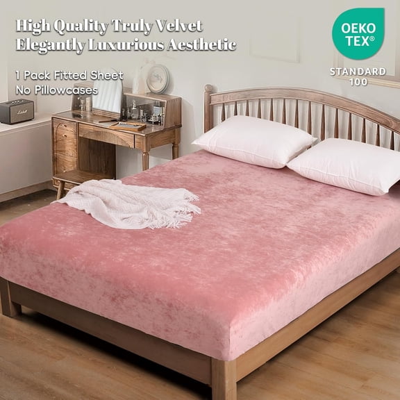 Truly Velvet Fitted Sheet California King Size Pink Luxury Soft Cozy Deep Pocket