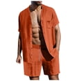 thumbnail image 2 of Short Sets for Men Lightweight Short Sleeve Button Down Stand Collar Shirt and Shorts 2 Piece Matching Set Summer Outfits, 2 of 7