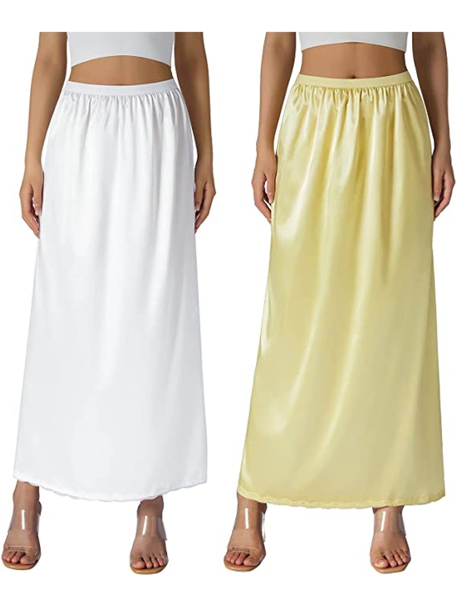 Hirigin Half Slip for Women Under Dress Plus Size Long Satin Underskirt