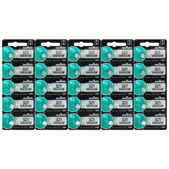 25 x Murata 321 Watch Batteries, 0% MERCURY equivilate SR616SW