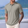 thumbnail image 2 of Mens Big and Tall Polo Shirts 3 Buttons Cotton Short Sleeve Pique Golf Tennis Shirt Collared Basic Shirts Breathable Soft Classic Polos Size 4XL Khaki, 2 of 5