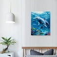 thumbnail image 3 of JEUXUS 3D Home Wall Art Decor Lenticular Pictures, Dolphin Collection Holographic Flipping Images, 16x20 inches Animal Poster Painting, Without Frame, Dolphin Mother & Baby, 3 of 4