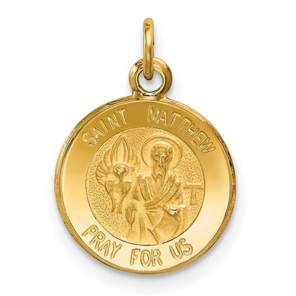 14k Yellow Gold Saint Matthew Medal Charm Pendant Fine Jewelry For Women Gifts For Her