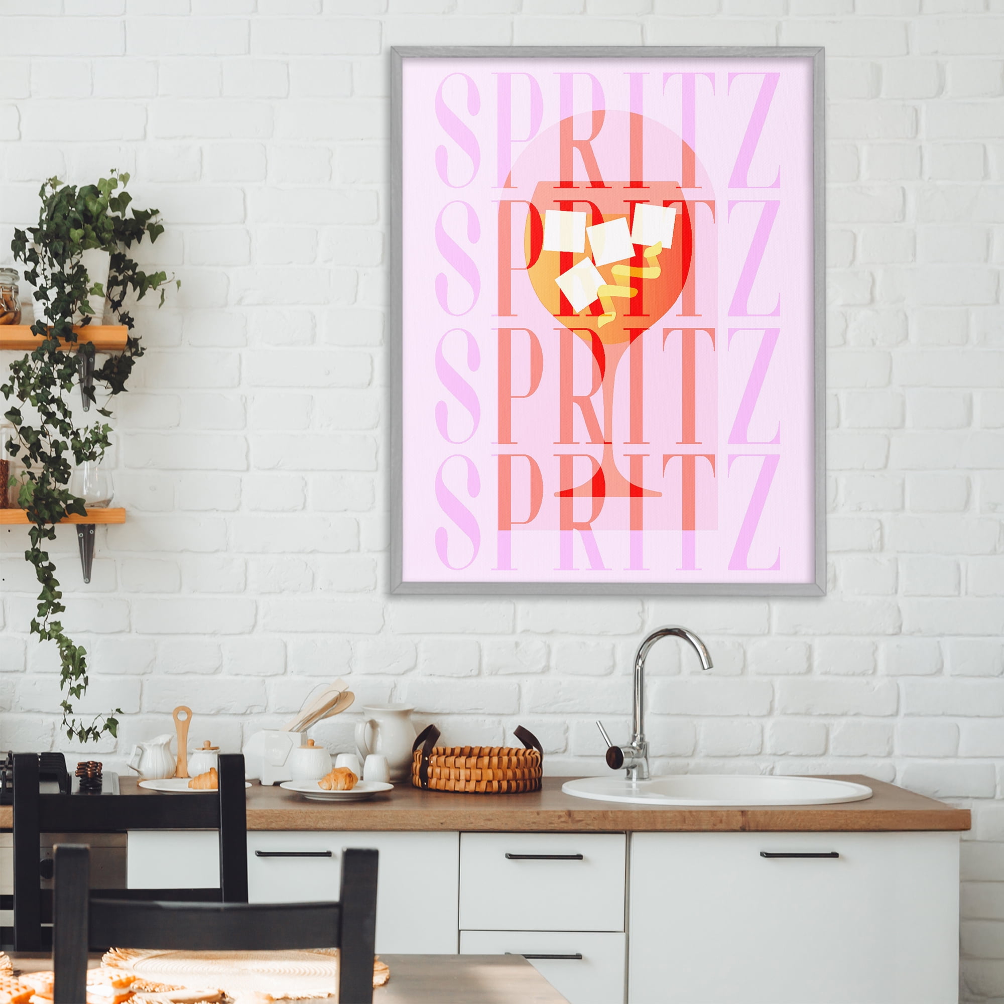 Retro Pastel Spritz Gray Framed Giclee Art, design by Lil' Rue