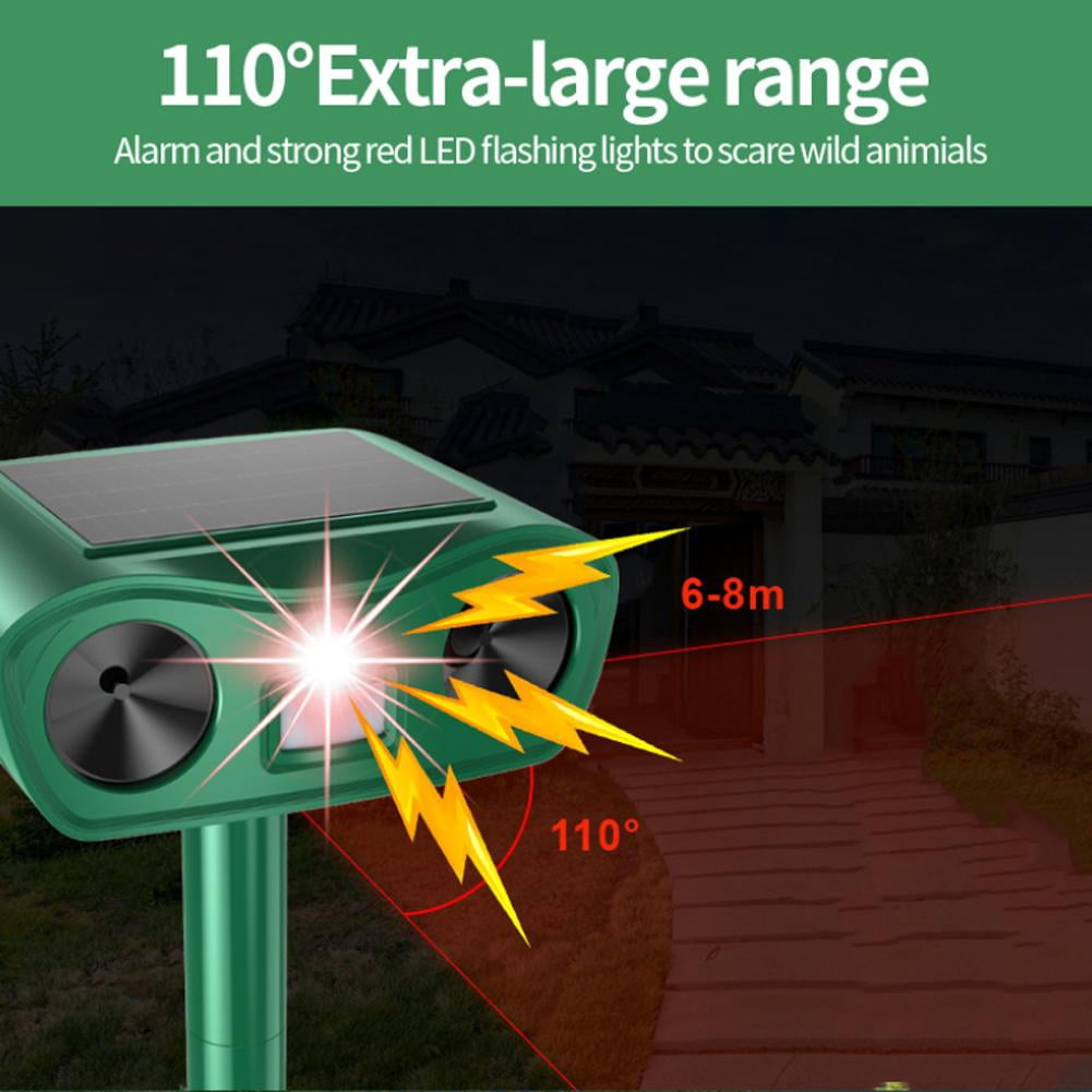 Solar Ultraso-nic Animal Repe-ller, USB Rechargeable Outdoor Deterrent for Dogs & Cats