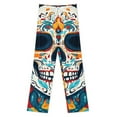 thumbnail image 3 of Mexico Flower Skulls Day Of The Dead Pajama Pants Breathable with Pockets Pajamas For Lady Vintage Sleeping Pants Bedroom Homewear, 3 of 6