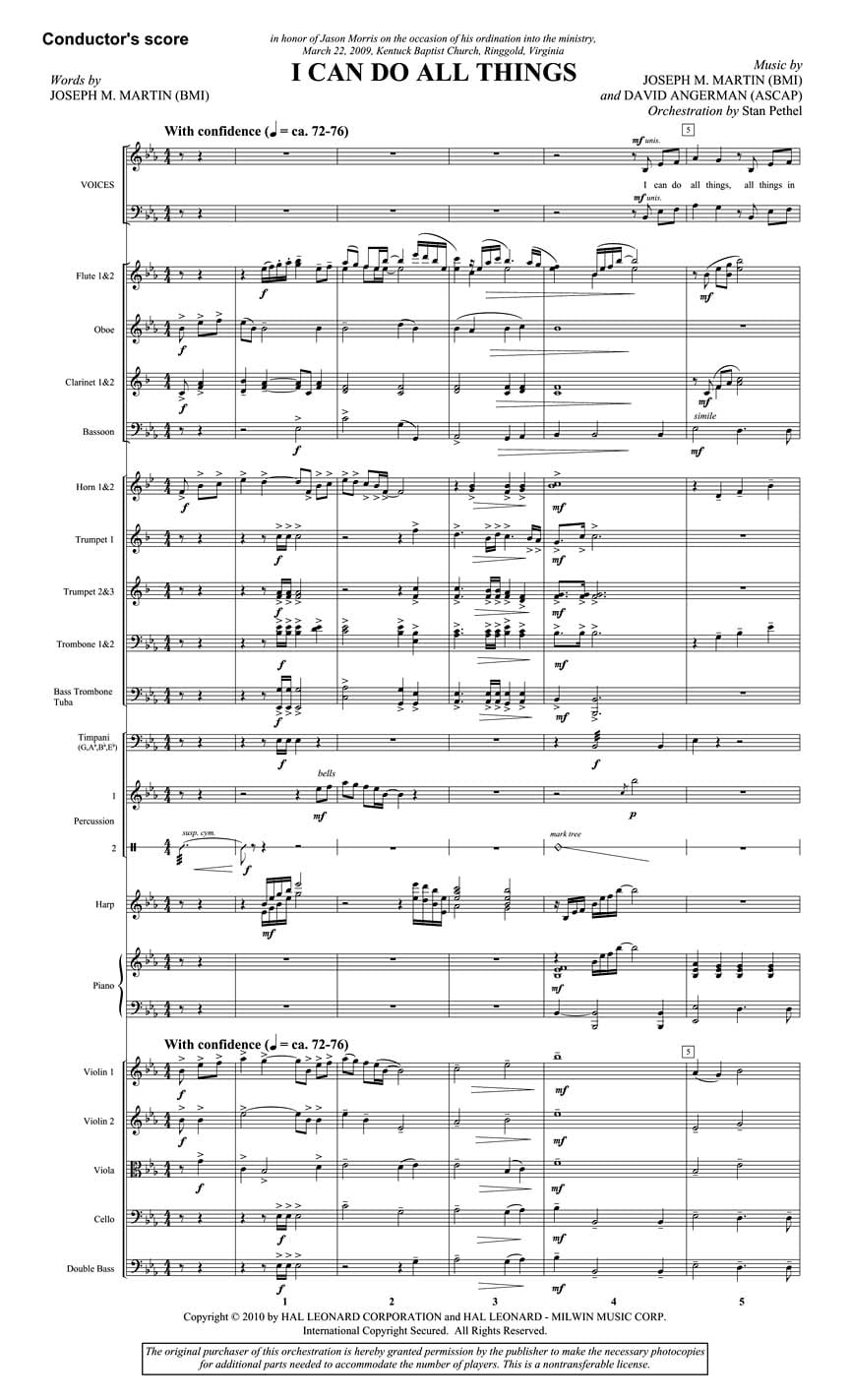 Shawnee Press I Can Do All Things ORCHESTRATION ON CD-ROM Composed by Joseph M. Martin