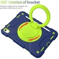 thumbnail image 4 of ELEHOLD Rugged Case for iPad 10th Gen 10.9 inch 2022,Three-Layer Protection PC+Silicone Case with 360° Rotatable Folding Handle Grip Kickstand Shoulder Strap Pencil Holder Shockproof Case,Navy+Green, 4 of 8