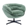 thumbnail image 2 of Contemporary Ergonomic Upholstered Chenille 360° Swivel Club Chair with Metal Base, Green, 2 of 8