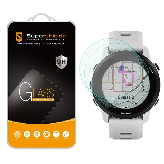 [3-Pack] Supershieldz for Garmin Forerunner 945 LTE Tempered Glass Screen Protector, Anti-Scratch, Anti-Fingerprint, Bubble Free
