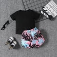 thumbnail image 4 of GYRATEDREAM Toddler Baby Boy Clothes Beach Short Sleeve Tropical Print Hawaiian T-Shirt Top and Drawstring Shorts Set 2PCS Summer Outfit for 12-18M Black, 4 of 6