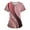 Pink, variant on Women's Short Sleeve V-Neck T-Shirt, Abstract Pink Wave Print, Lightweight Casual Summer Top, Soft Breathable Fabric