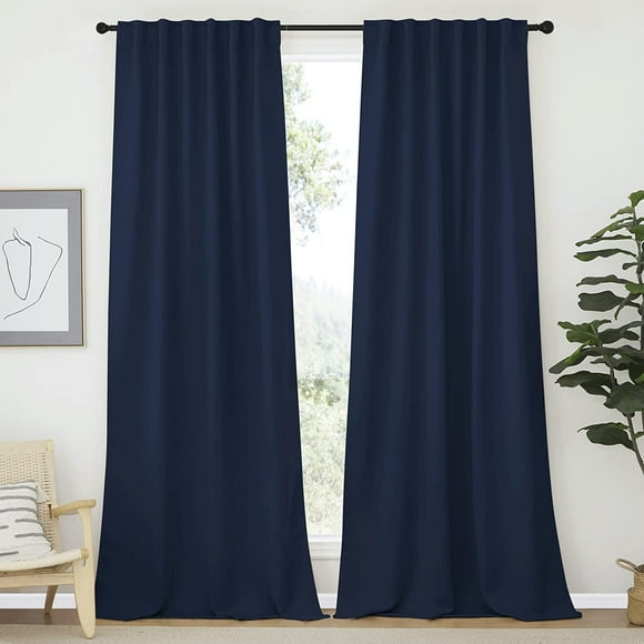 AIR-Window Treatment Blackout Curtains - (Navy Blue) 52 inches W by 108 inches L Each Panel, Set of 2 Panels, Blackout Drape Panels for Nursery Room/Boy's Bedroom