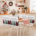 thumbnail image 2 of Merry Christmas Chair Covers Set of 8 Red Black Plaid Christmas Green Tree Snowflakes Chair Back Covers Stretch Removable Washable Slipcovers Protector for Dining Room Kitchen Party Decor, 2 of 5