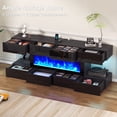 thumbnail image 4 of Blotout 82'' Fireplace TV Stand for 85/90''TV with 50'' Fireplace, LED Modern High Gloss Entertainment Center with Power Outlet, TV Console Table with 8 Handleless Storage Drawers, Black, 4 of 9