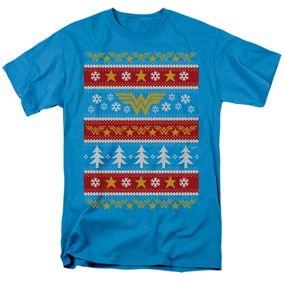 DC Wonder Woman ChristmaS/Sweater S/S Adult 18/1 T-Shirt Turquoise