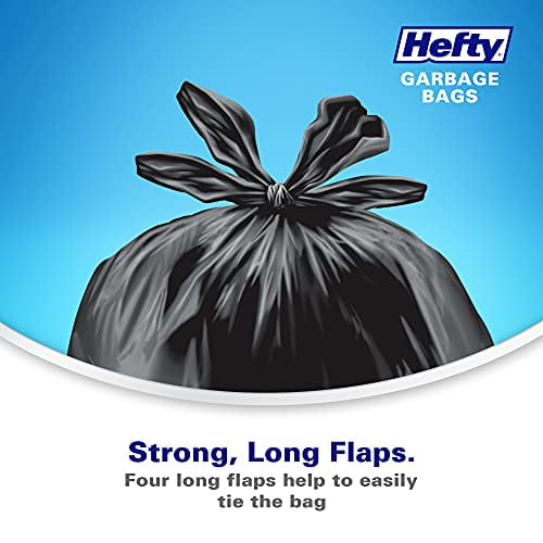 Hefty™ Lot de 30 sacs poubelle Strong Regular 75 litres noirs, EasyFlaps™, neutralisant les odeurs Arm & Hammer