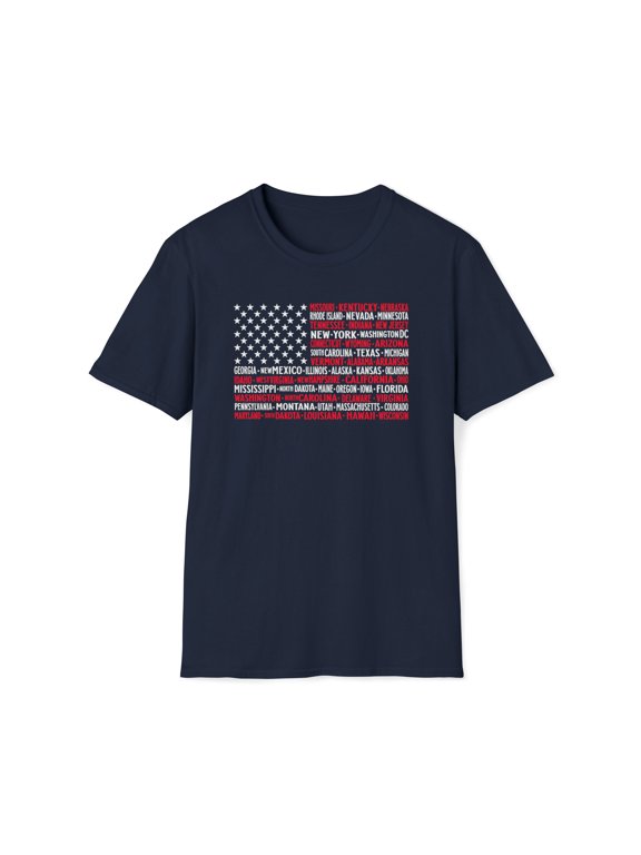 US States, Gildan Unisex Softstyle T-Shirt, 50 States Graphic Tee, S-3XL