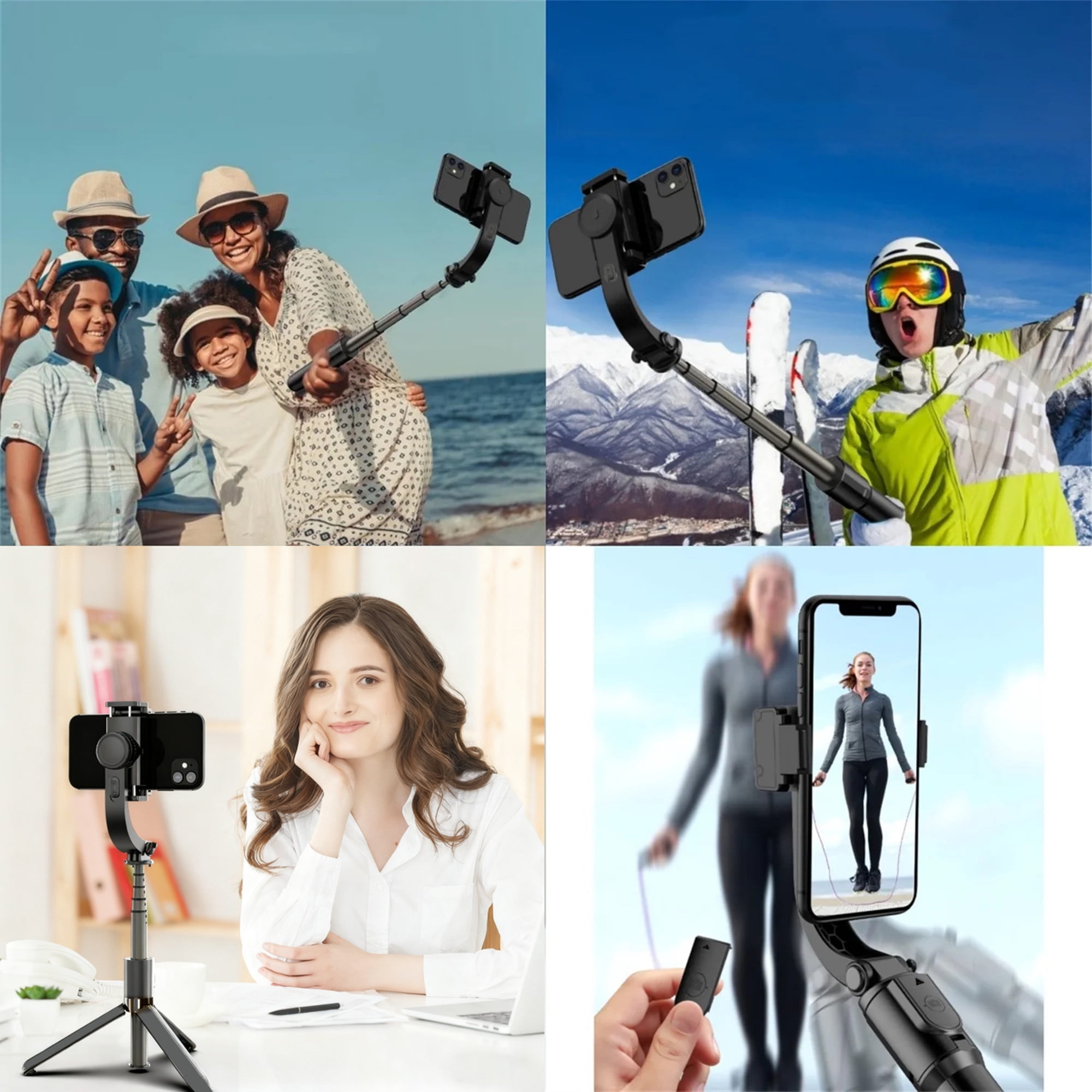 ME 4 in 1 Selfie Stick Gimbal Stabilizer, 360°Automatic Rotation, Auto Balance, Gimbal Stabilizer for Smartphone with Wireless Remote, 1-Axis Phone Gimbal for Vlog, Live Broadcast (Black)