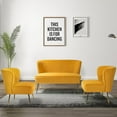 thumbnail image 3 of Fall Velvet Accent Chair Armless Side Chairs Set of 2 Gold Leg Home Bedroom Adult Mustard, 3 of 12