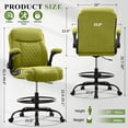 thumbnail image 2 of HYSpacerX Tall Drafting Office Chair, Ergonomic Faux Leather High Computer Chair with Adjustable Height & Flip-Up Armrest, Heavy Duty Counter Height Stool for Sit Stand Desk, Green, 2 of 7