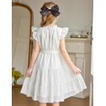 thumbnail image 5 of Oudiya Tween Girls Spring Dress Casual Ruffle Sleeve with Belt A Line Formal Elegant Party Dresses for Kids 5-16Y, 5 of 8