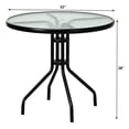 thumbnail image 3 of 32'' Round Patio Table, Outdoor Bistro Table w/Umbrella Hole, Outdoor Coffee Table Dining Table w/Tempered Glass Top & Metal Frame for Backyard Lawn Balcony Pool, 3 of 7