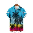 thumbnail image 4 of Penkiiy Mens Hawaiian Shirts Short Sleeve Casual Button Down Tropical Beach Shirt L Blue, 4 of 4