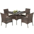thumbnail image 3 of Costway 5PCS Patio Rattan Dining Furniture Set Armrest Sofa Chair Glass Table, 3 of 10