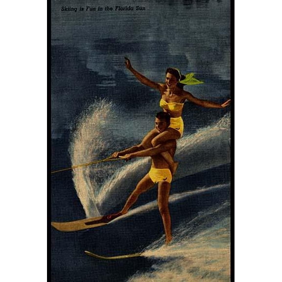Skiing is Fun in the Florida Sun-Fine Art Canvas Print (20" x 30")