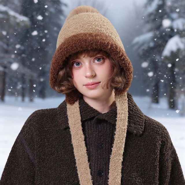 TINZ Winter Reversible Double Layer Knit Hat With Ear Tie Closure For Outdoor Thermal Ear Mens Hat Lime Men Winter Hats