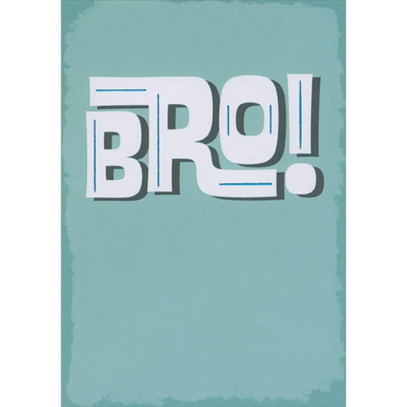 Designer Greetings Bro: Large White Letters with Blue Foil Accents on Blue Background Father's Day Card for Brother