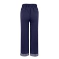 thumbnail image 5 of Miluxas Women's Casual Ankle Cuffed Striped Hem Pants Loose Fit Drawstring Elastic Waist Wide Leg Trousers with Pockets for Summer Beach Vacation Navy, 5 of 7