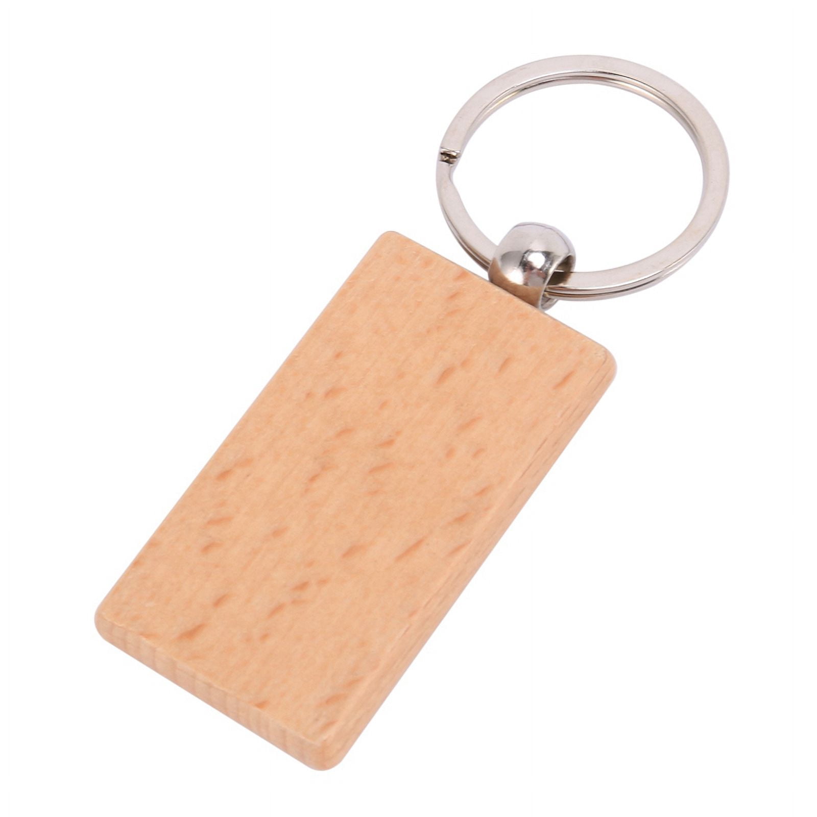 300Pcs Blank Rectangle Wooden Key Chain DIY Wood Keychains Key Tags Can Engrave DIY Gifts