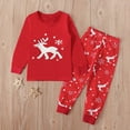 thumbnail image 2 of Ensemble de Pyjamas de Noël pour Enfants avec Imprimé de Cerfs Enneigés, Manches Longues + Pantalons, 2 of 9