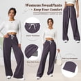 thumbnail image 3 of TEMOFON Sweatpants for Women Wide Leg Pants Fall Sweatpants with Pockets Elastic Waistband Comfy Pants Women Winter Lounge Pants Purple XXL, 3 of 8