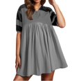 thumbnail image 1 of WILLBEST Vestido De Verano Para Mujer, Vestido De Verano Para Mujer, Vestido Informal De Gran Tamaño De Manga Corta Con Bloques De Color Y Cuello En V, Vestido Mini Camisero Fluido, 1 of 3